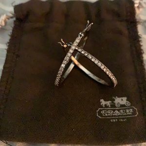 Authentic COACH Pave Hoop Earrings